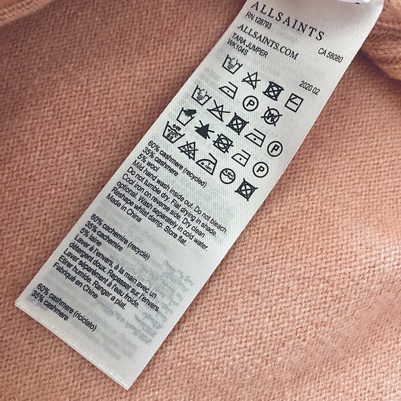 All Saints Cashmere Split Hem Tara Sweater Jumper Size M Medium Pashima Pink - Picture 12 of 12